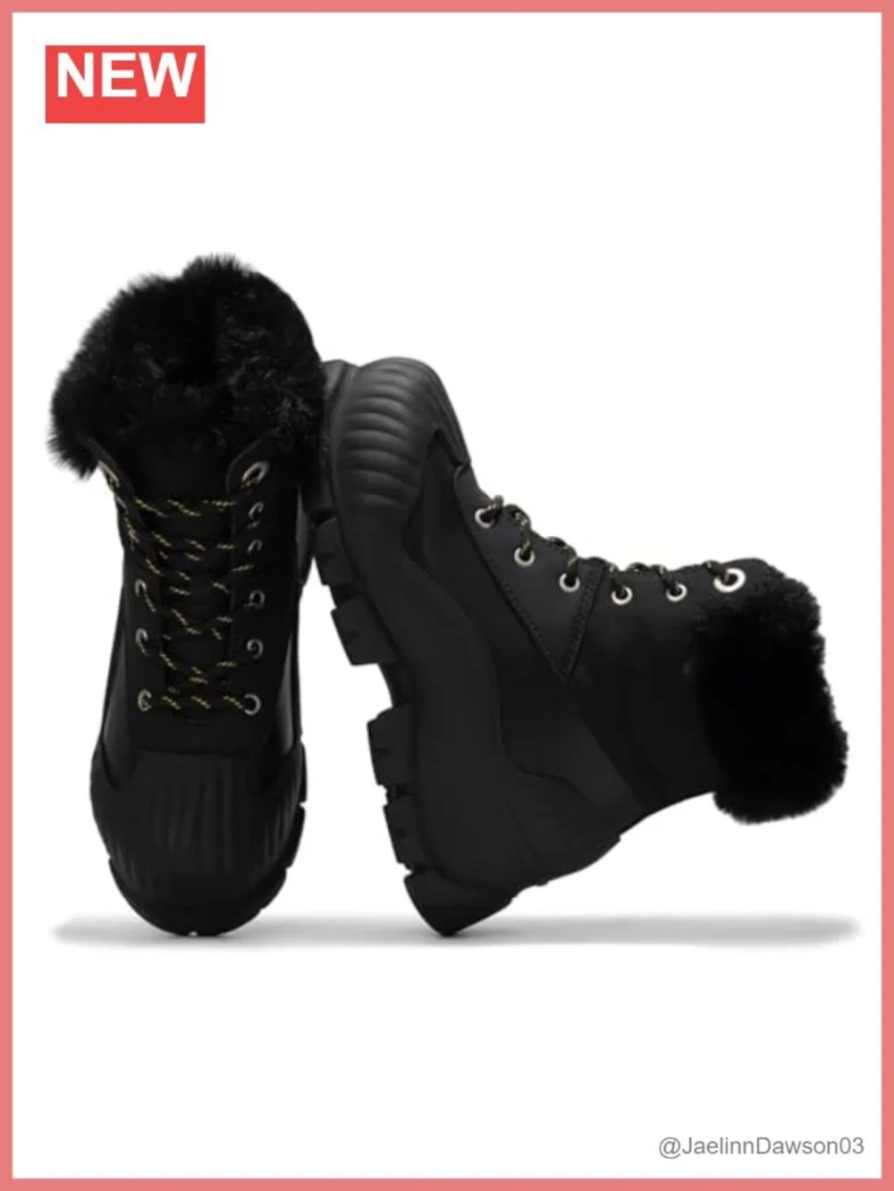 Women's Waterproof Leather Platform Wedge Snow Boots Memory Foam Fur Lined